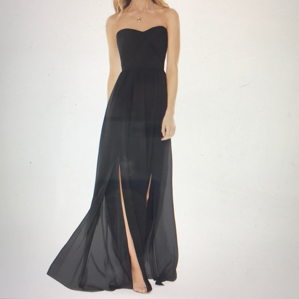 Black maxi chiffon dress strapless